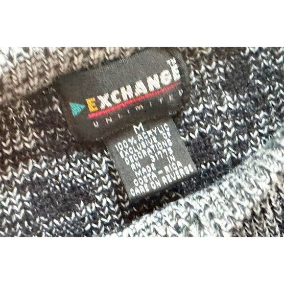 Vintage Exchange Unlimited 90s Faux Leather Patch Sweater Sz M - Picture 7 of 8